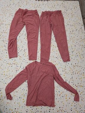 Outdoor Voices Lot Soft Heathered Rose Lounge Set - Top + 2 Pants